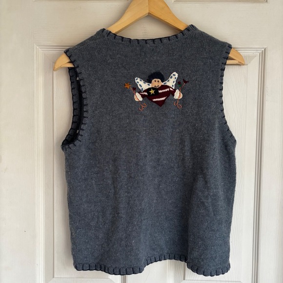 Womens Patriotic Ugly Christmas Sweater Vest S Santa Snowman Angel Vintage - Picture 5 of 5